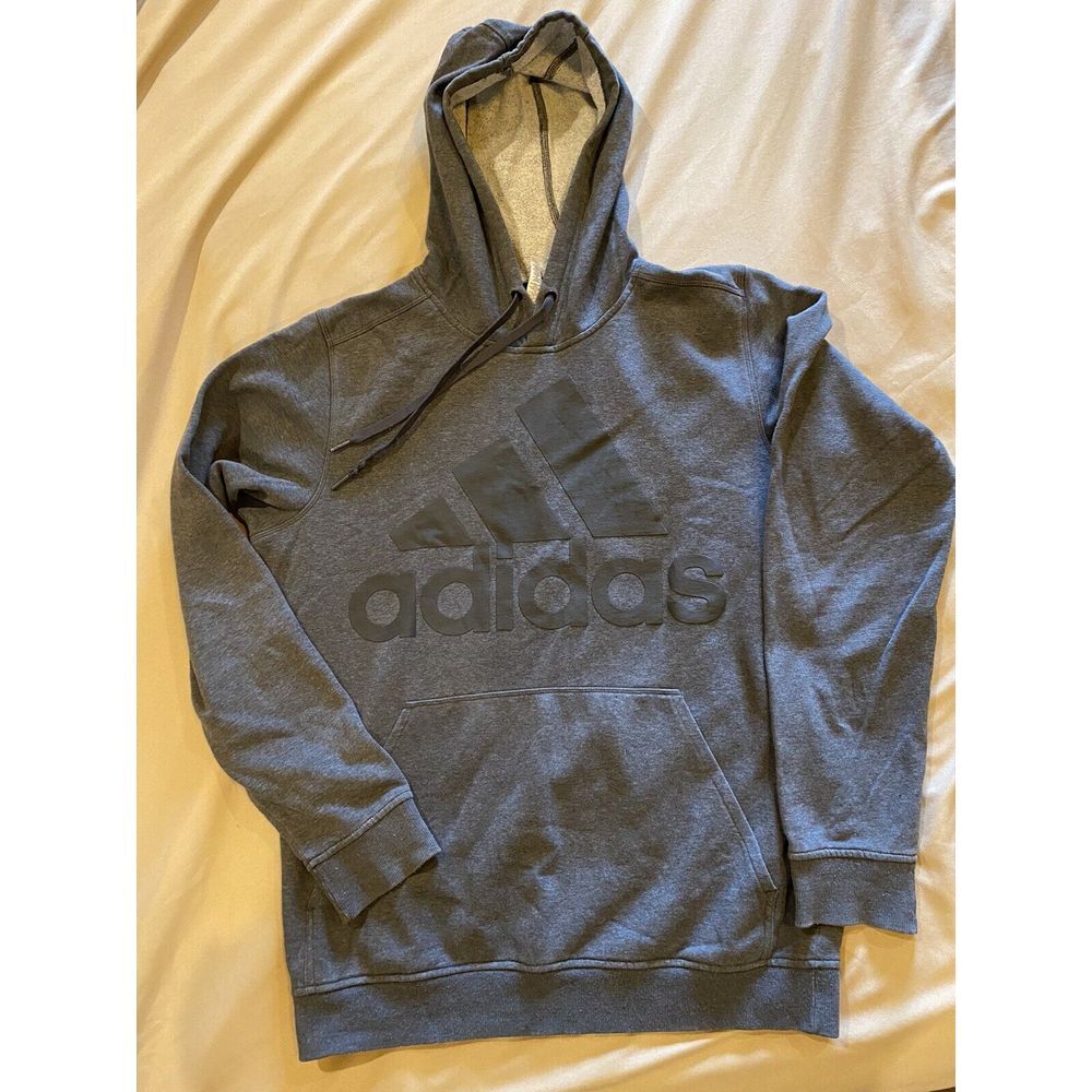 Adidas Men's Dark Gray Hoodie Athletic Sweatshirt‎ Pullover Size Medium
